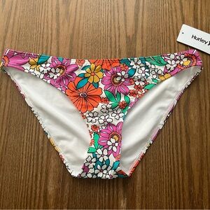 Hurley Bright Floral Bikini Bottoms in Pink, Orange, Teal and White